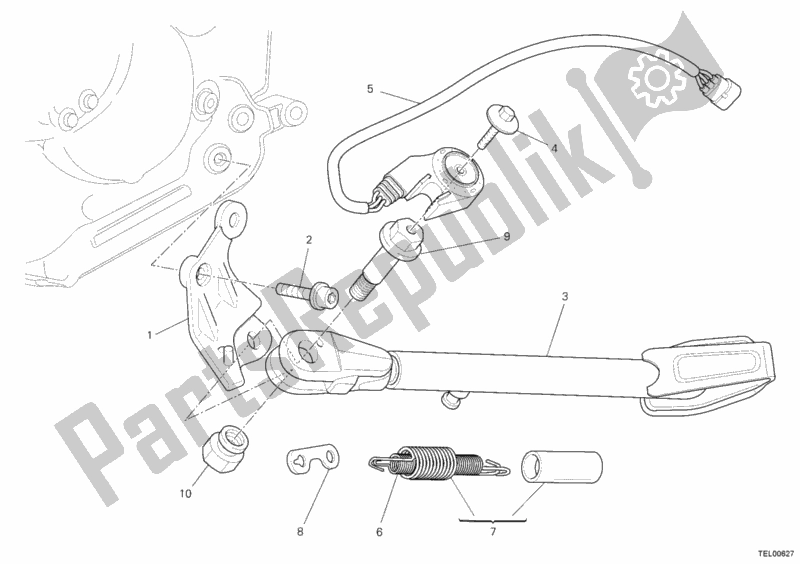 All parts for the Side Stand of the Ducati Monster 696 USA 2012